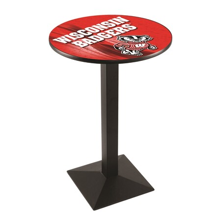 Holland Bar Stool Co 36" Blk Wrinkle Wisconsin "Badger" Pub Table, 28" dia. Top L217B3628WI-Bdg-D2
